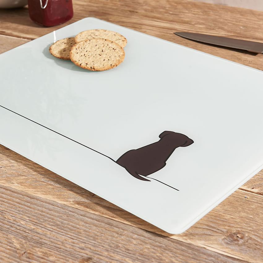 Sitting Dog Glass Chopping Board