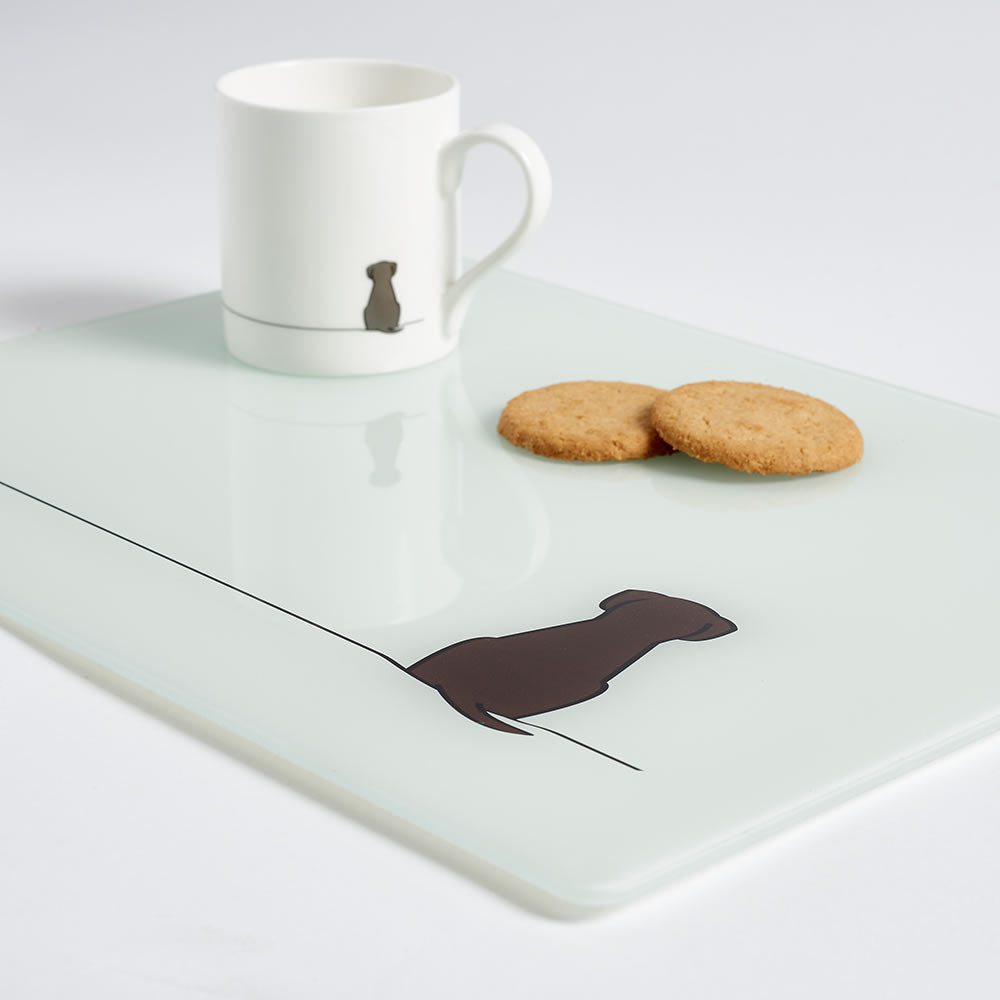 Sitting Dog Worktop Saver with Mug and Biscuits