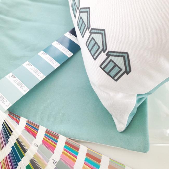 Colour Contrast to Beach Huts Cushion