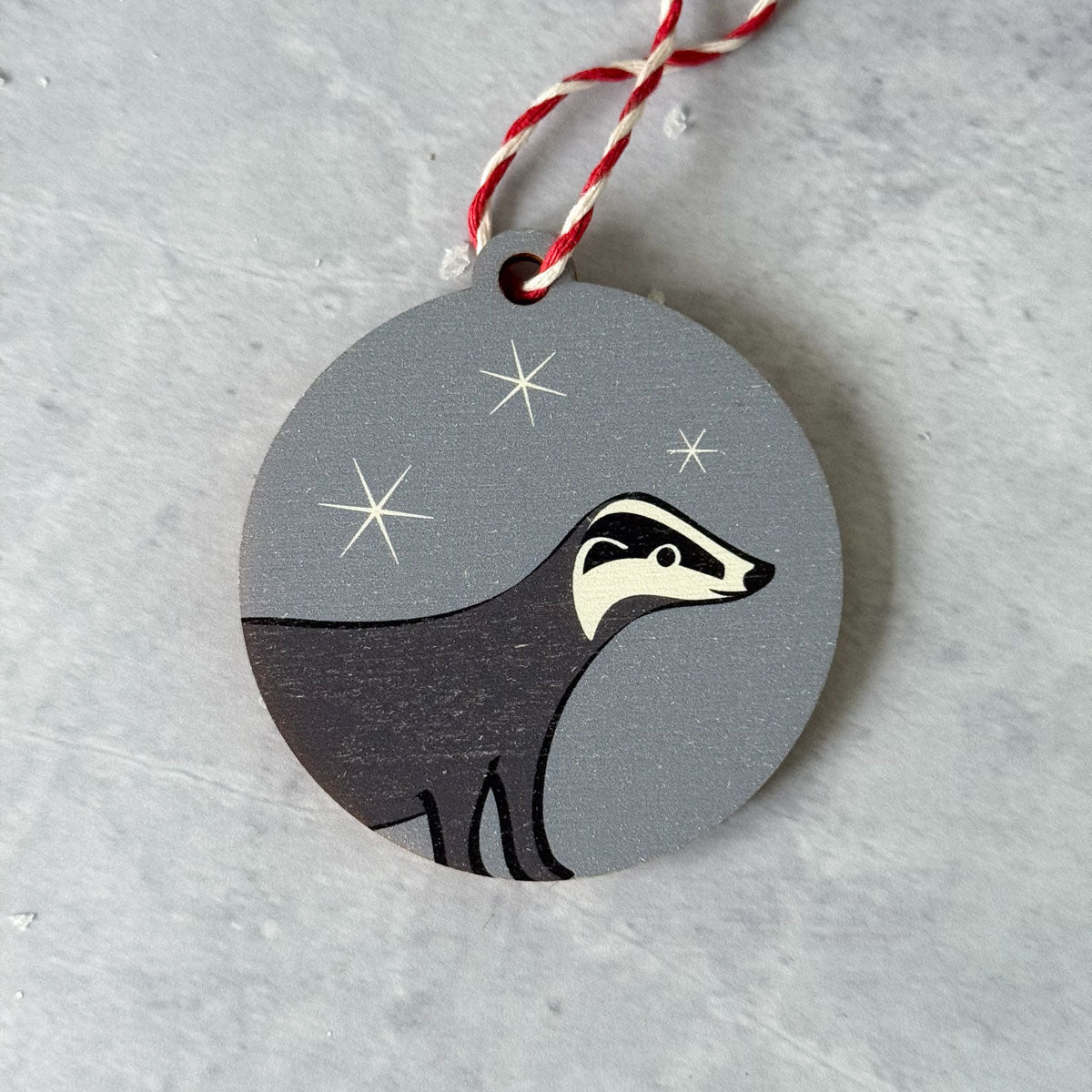 Badger Wooden Christmas Decoration