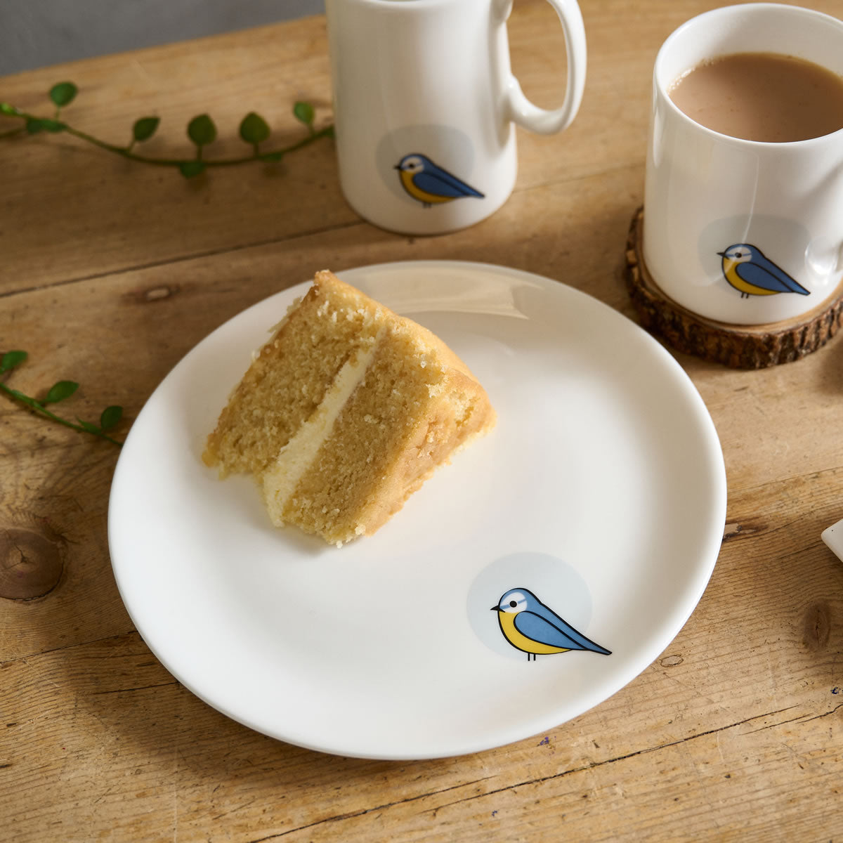 Blue Tit Side Plate with cake