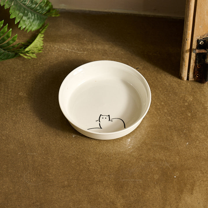 Cat Bowl with Loafing Cat
