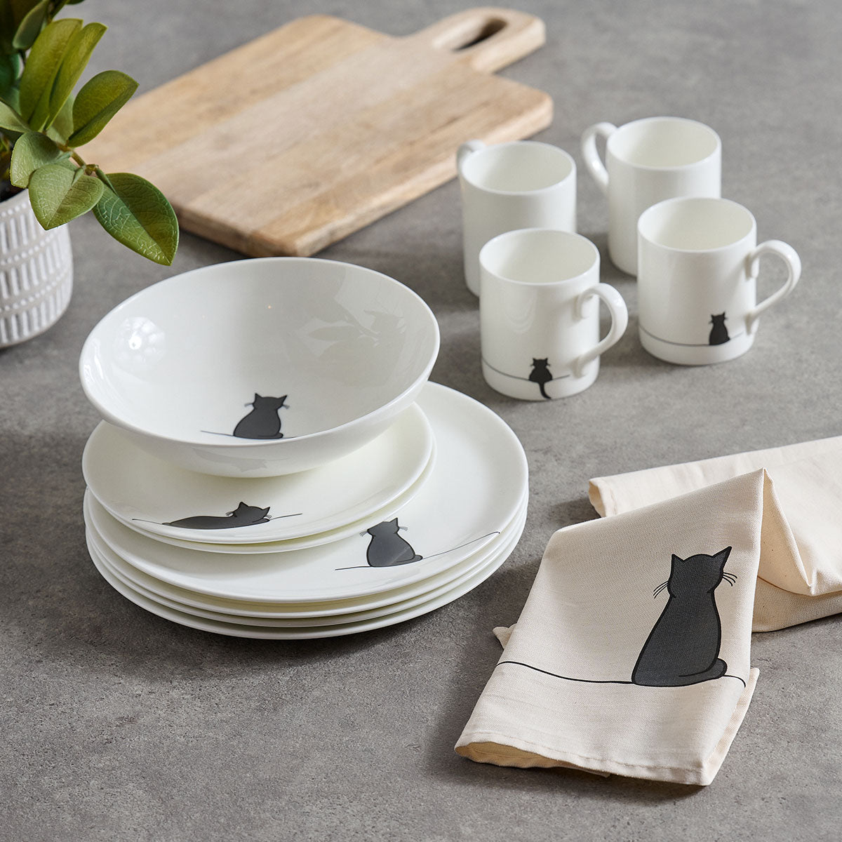 Cat Collection Tableware with Pasta Bowl