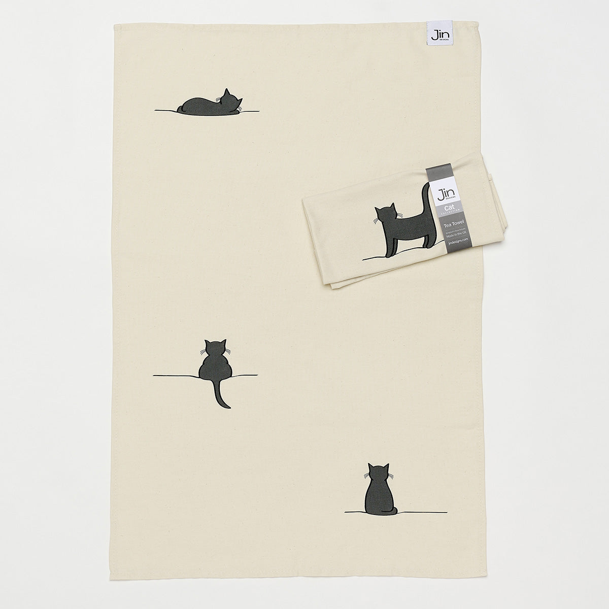 Cat Collection Tea Towel folded and flat