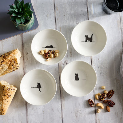 Cat Nibble Dishes, Set of Four
