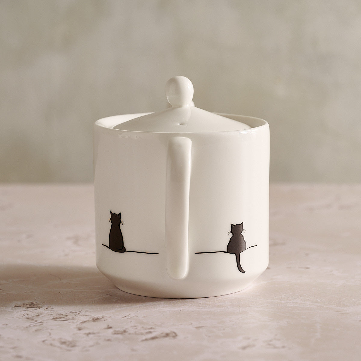 Cat Collection Teapot with Sitting Cat on front and Crouching Cat on reverse