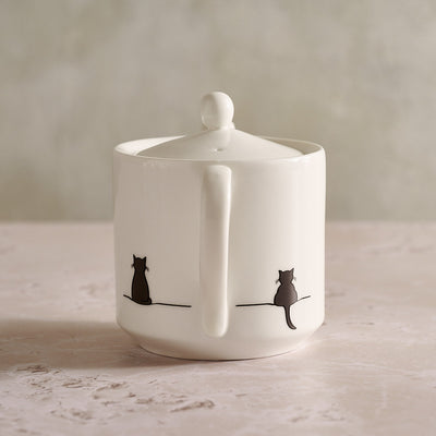 Cat Collection Teapot with Sitting Cat on front and Crouching Cat on reverse