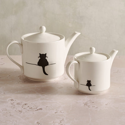Cat Collection Teapot Large and Standard with Crouching Cat
