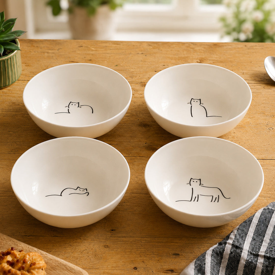 Cat Companions Cereal Bowls, Set of Four
