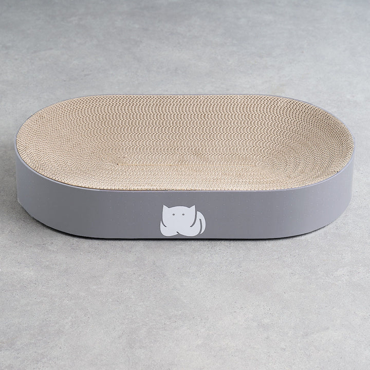 CatLoaf Luxury Oval Cat Scratcher Bed 63cm x 35cm, Extra Large, Mid Grey