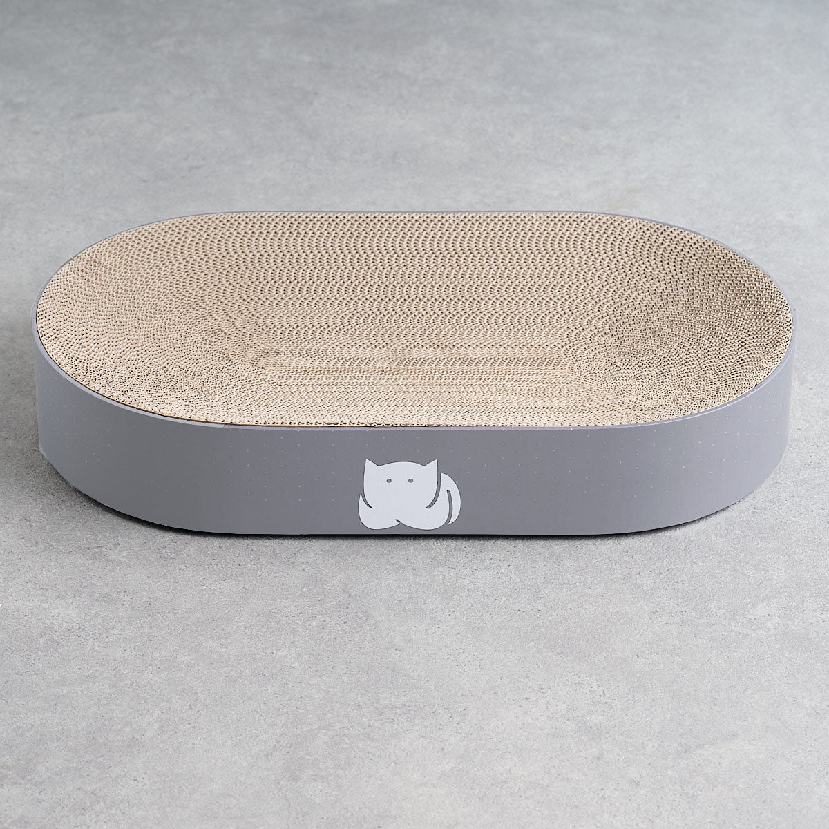 CatLoaf Luxury Oval Cat Scratcher Bed 63cm x 35cm, Extra Large, Mid Grey
