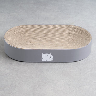 CatLoaf Luxury Oval Cat Scratcher Bed 63cm x 35cm, Extra Large, Mid Grey