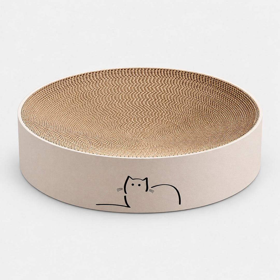 CatLoaf Round Cat Scratcher Bed with Loafing Cat
