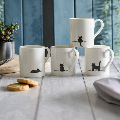 Cat Mugs, Set of Four