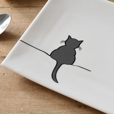 Crouching Cat Serving Tray close up