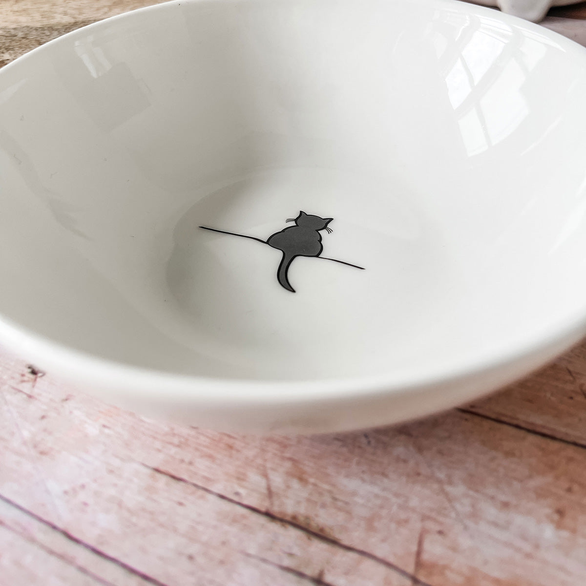 Crouching Cat Cereal Bowl close up