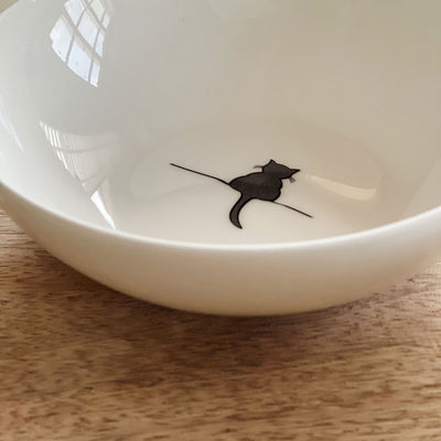 Crouching Cat Cereal Bowl close up