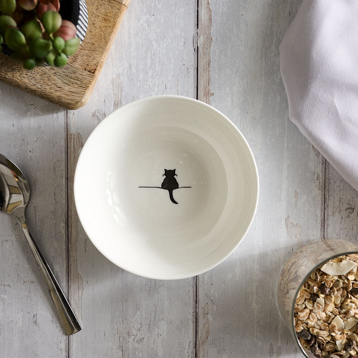 Crouching Cat Cereal Bowl