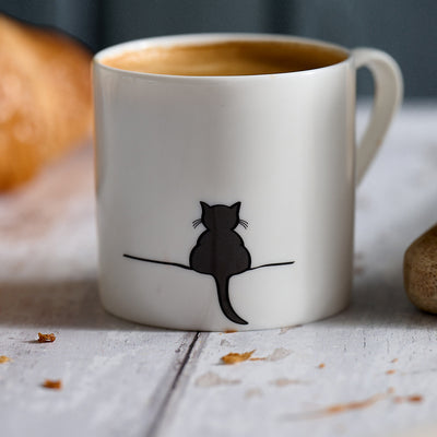 Crouching Cat Espresso Mug close up