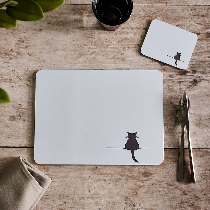 Crouching Cat Placemat and coaster