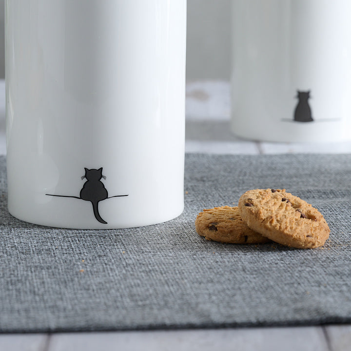 Crouching Cat Storage Jar with cookies