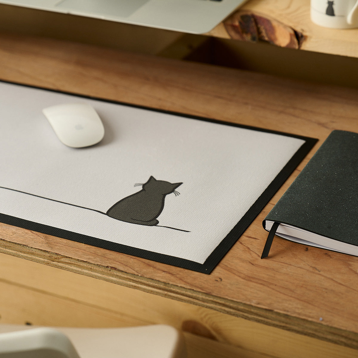 Sitting Cat Desk Mat close up