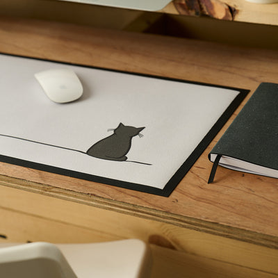 Sitting Cat Desk Mat close up