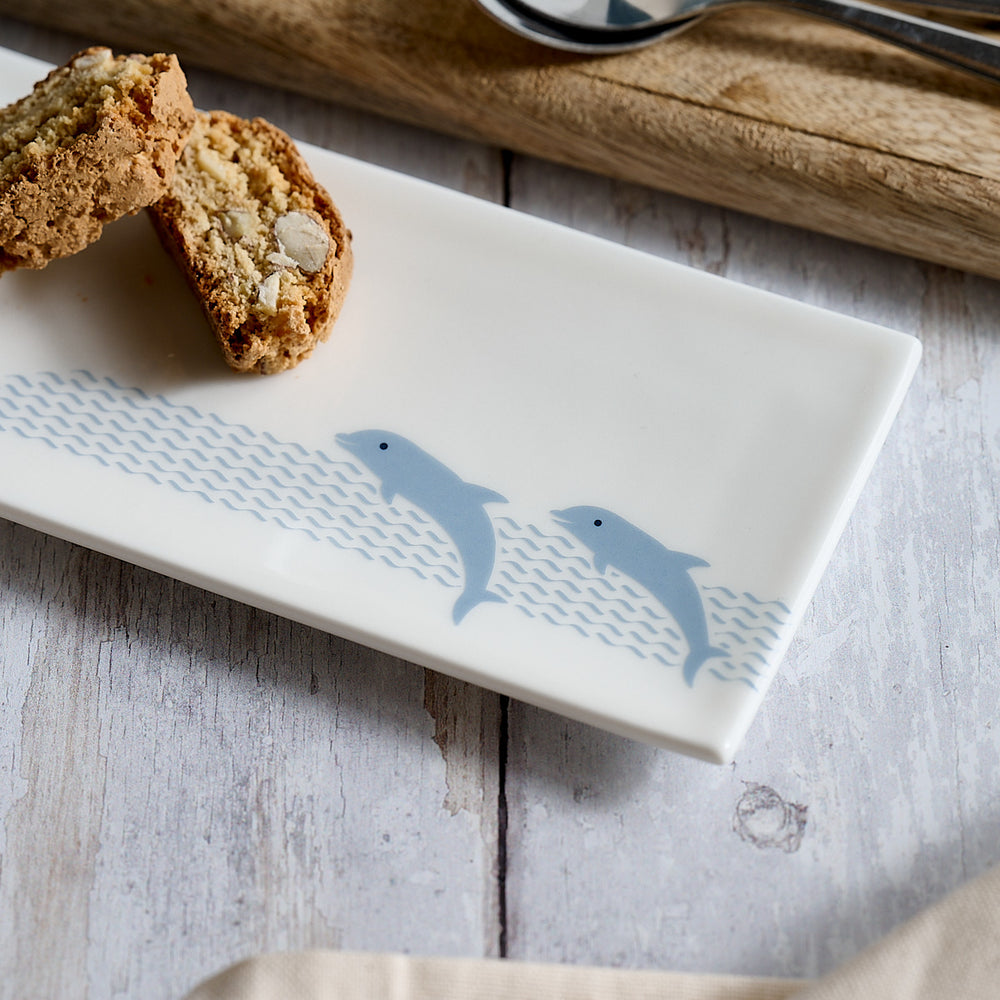 Dolphin Mini Tray close up with biscotti