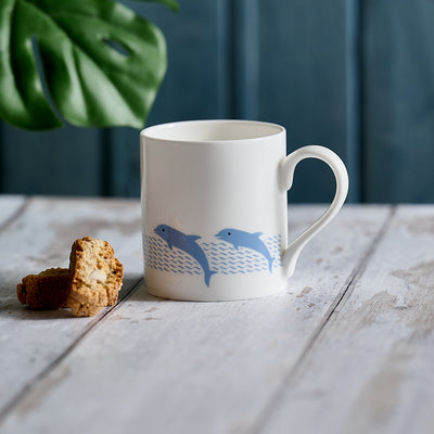 Dolphins Mug with Biscotti