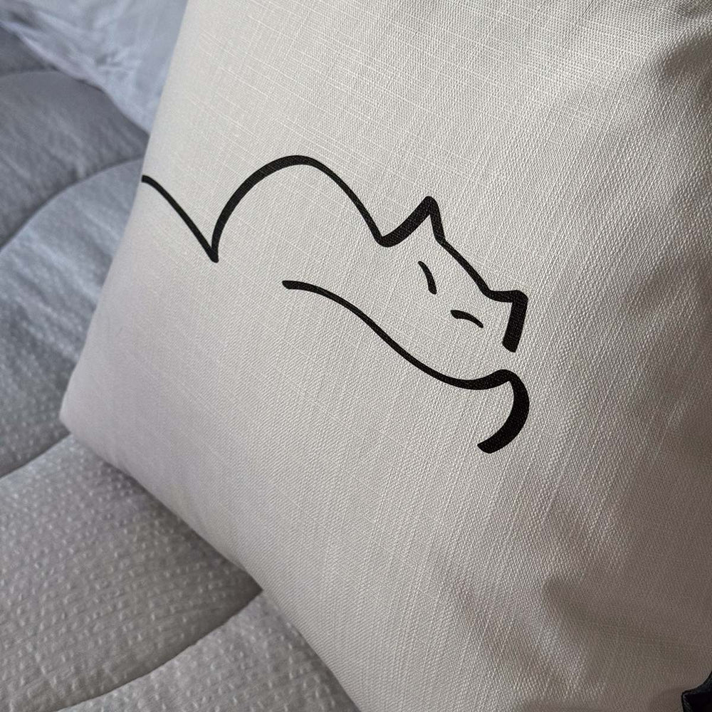 Dreaming Cat Cushion close up by Jin Designs