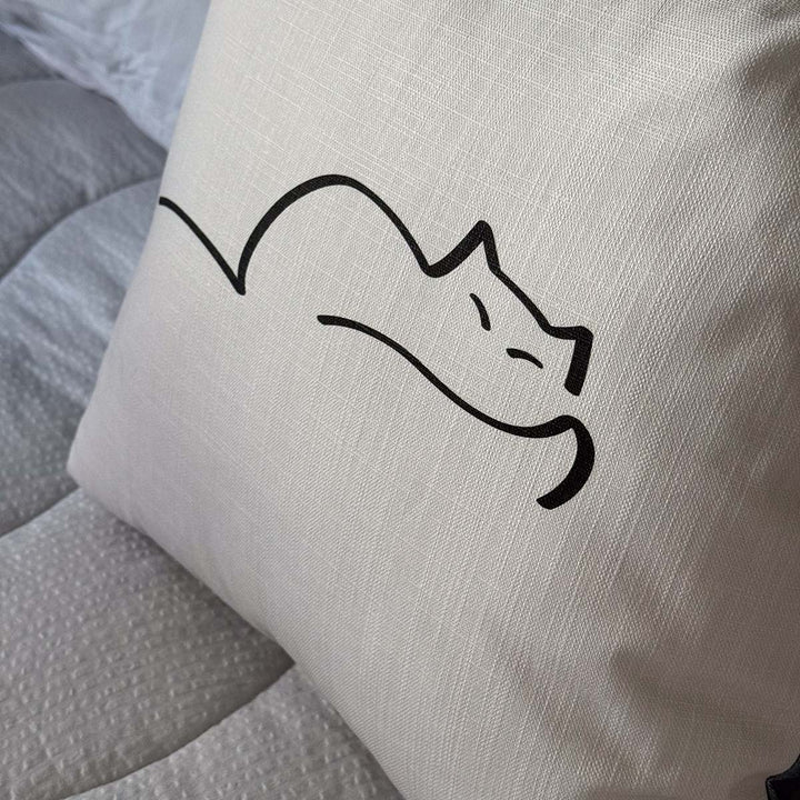 Dreaming Cat Cushion close up by Jin Designs