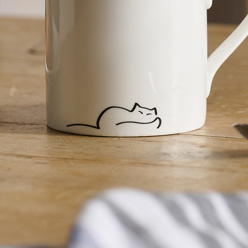 Dreaming Cat Mug close up