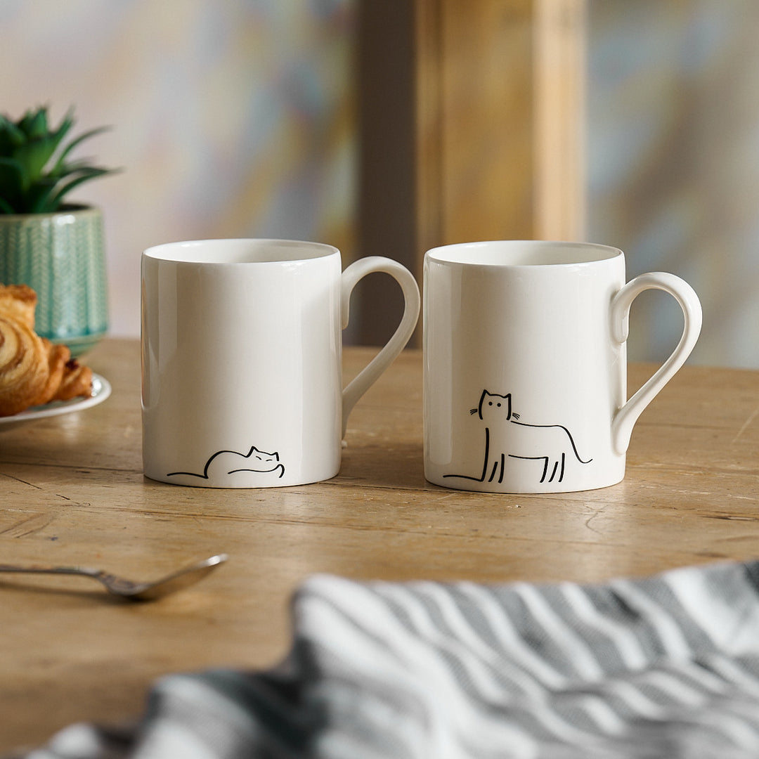 Cat Companions Mugs, Set of Four