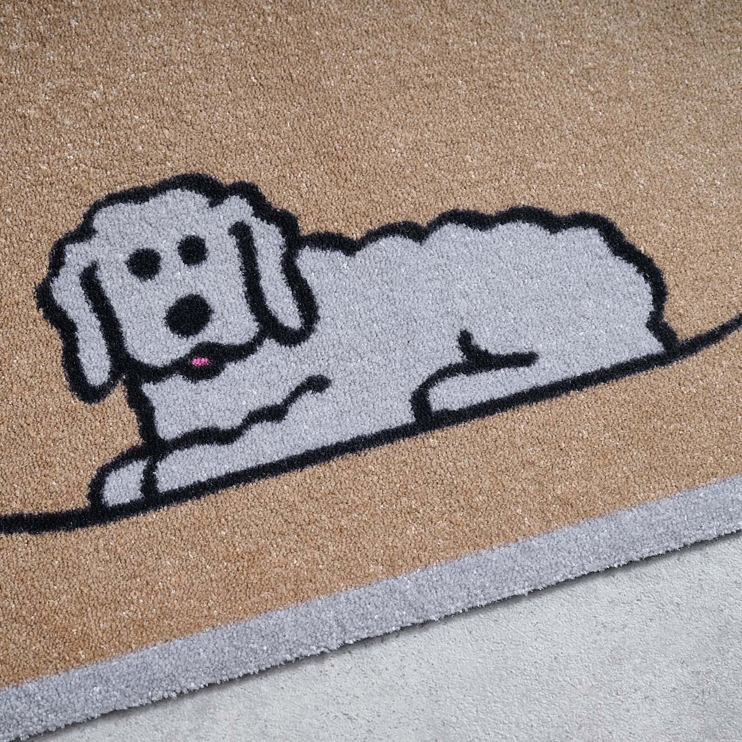 Doormat with a Fluffy Dog design on a natural  background