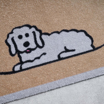 Doormat with a Fluffy Dog design on a natural  background