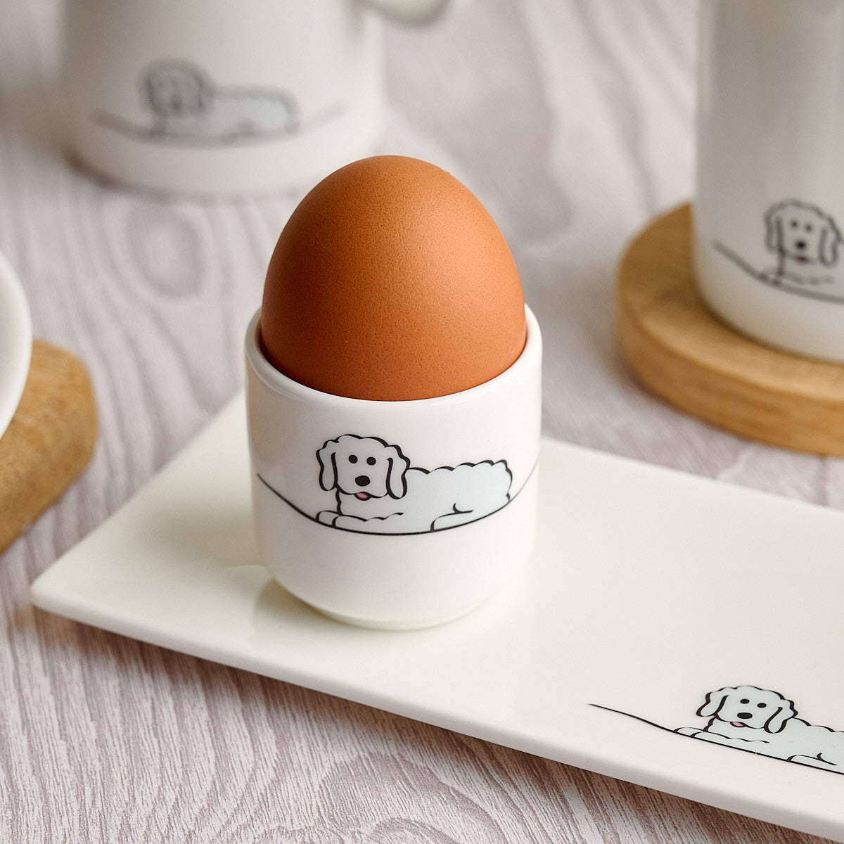 Fluffy Dog Mini Tray with Egg Cup