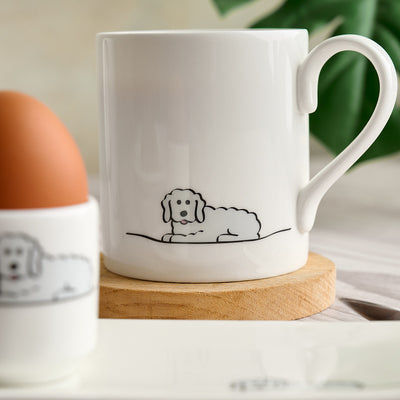 Fluffy Dog Mug close up with egg cup