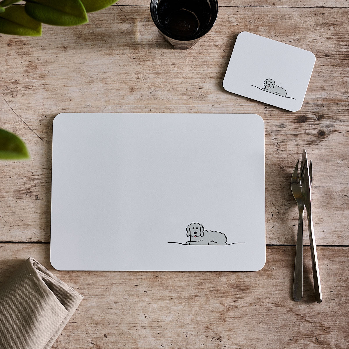 Fluffy Dog Placemat and Coaster