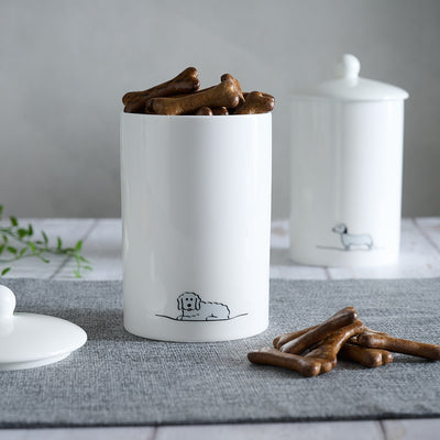 Fluffy Dog Storage Jar with dog biscuits