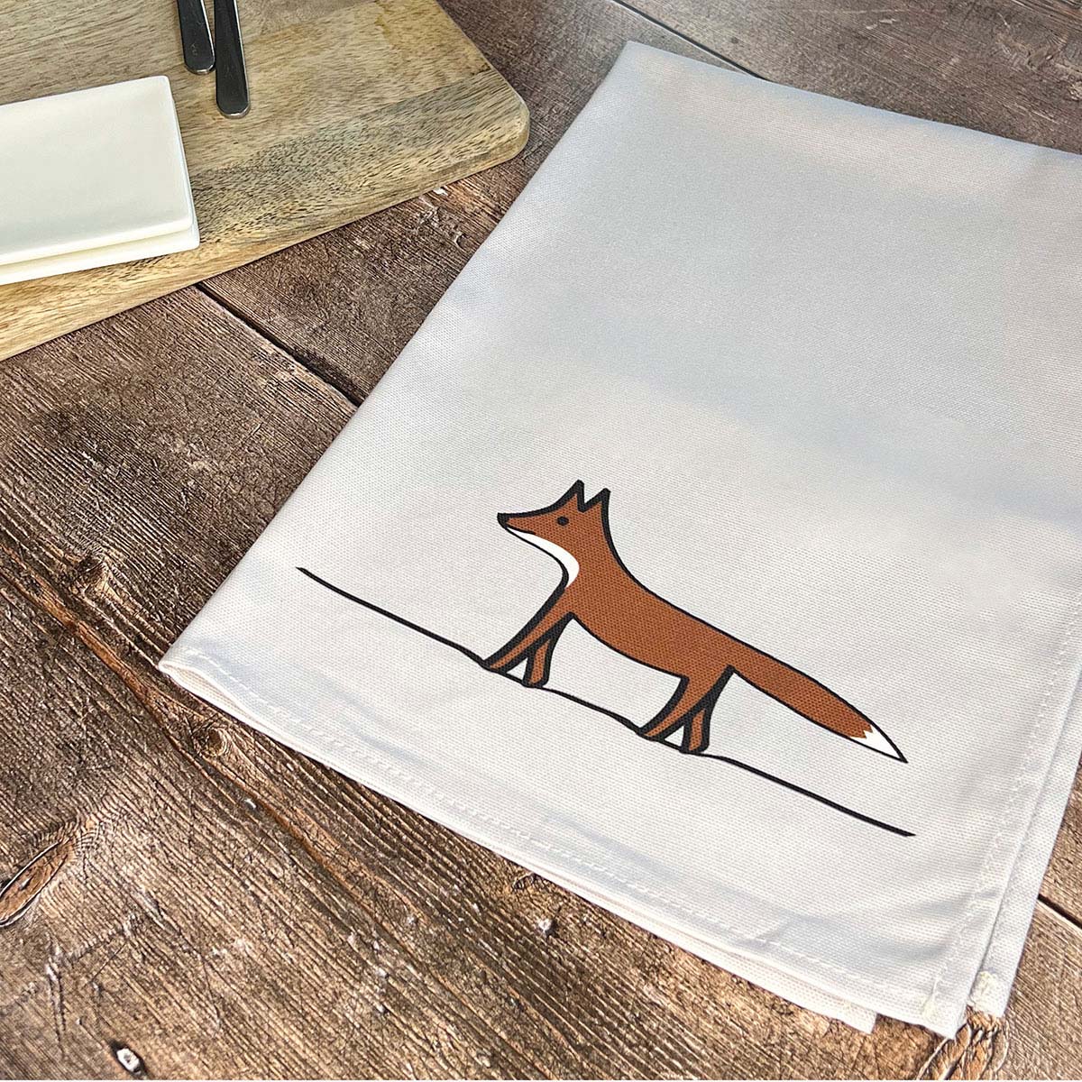 Fox Tea Towel on table