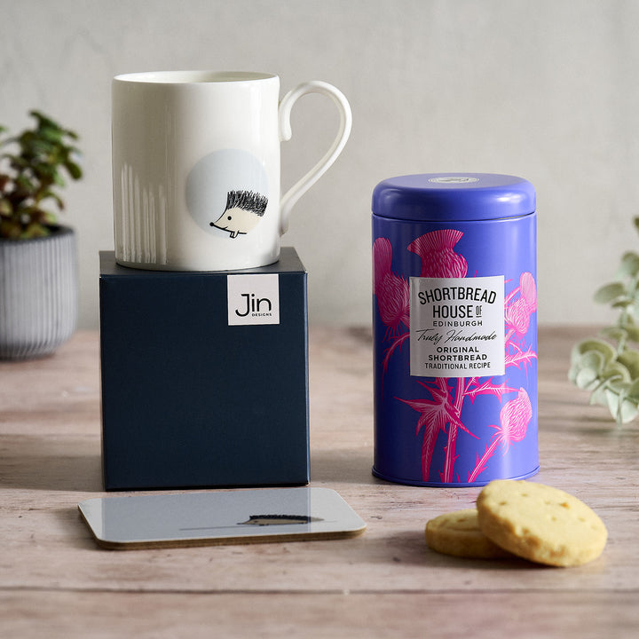 Hedgehog Mug, Coaster and Shortbread Gift Set