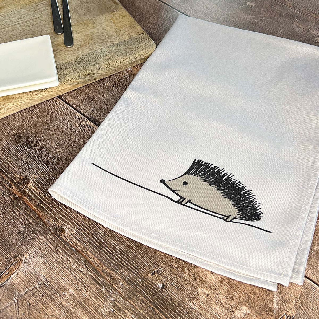 Hedgehog Tea Towel on table