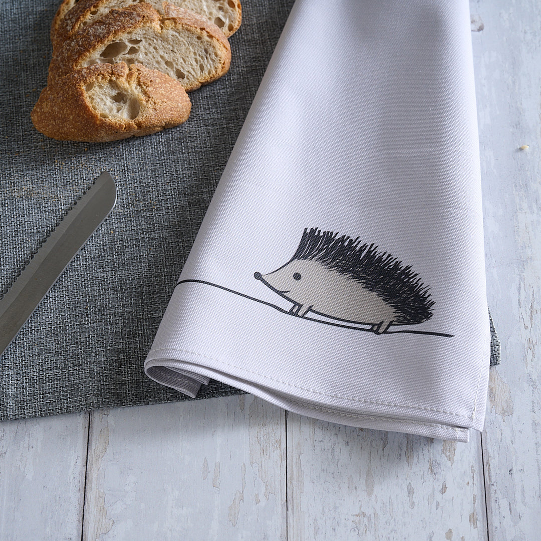 Hedgehog Tea Towel on table