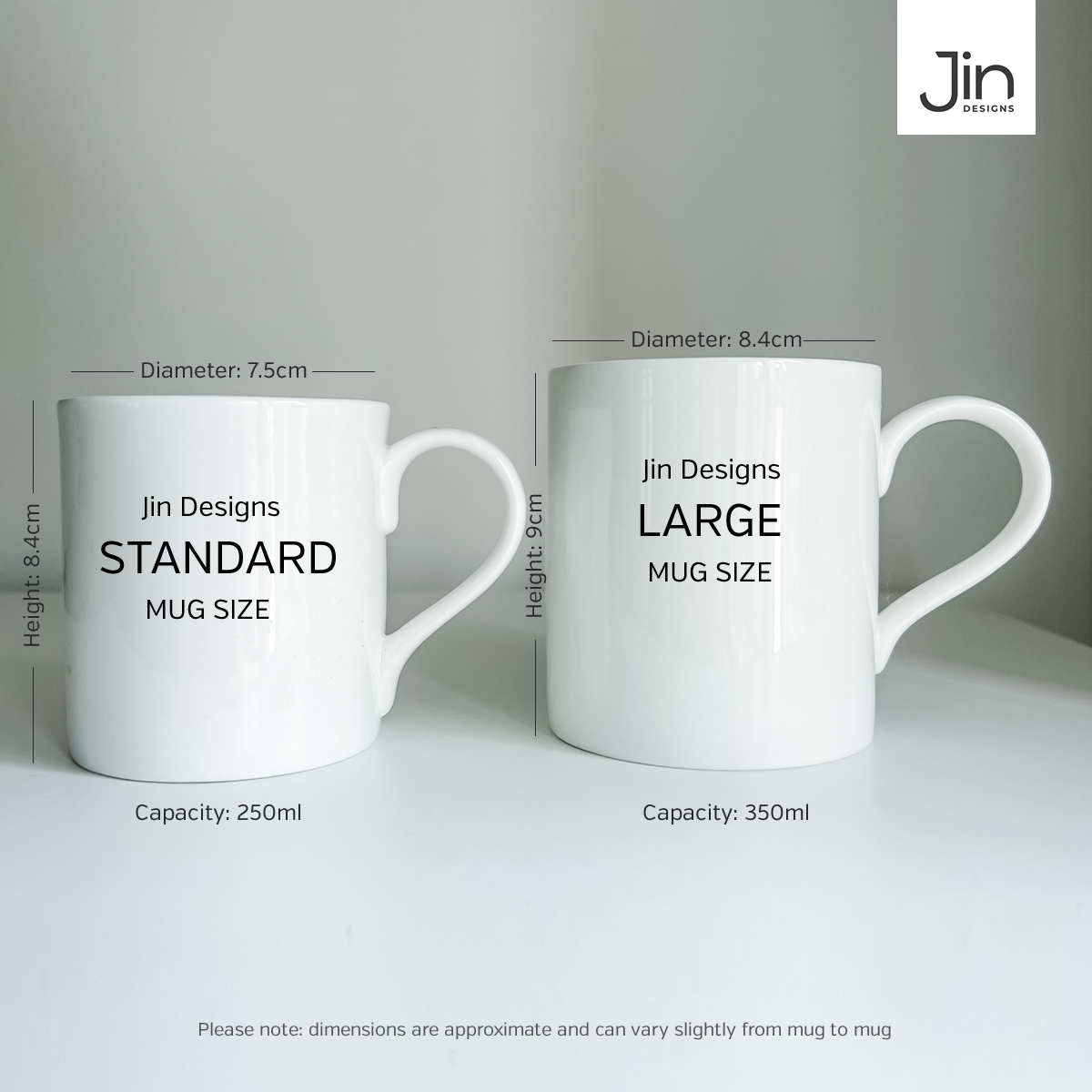 Jin Designs Mug Dimensions