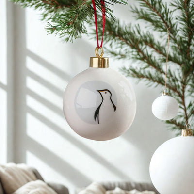 Penguin Bauble, Fine Bone China on Christmas tree