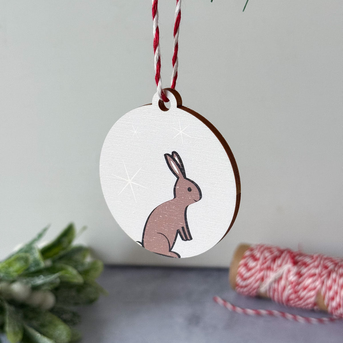 Rabbit Wooden Christmas Decoration