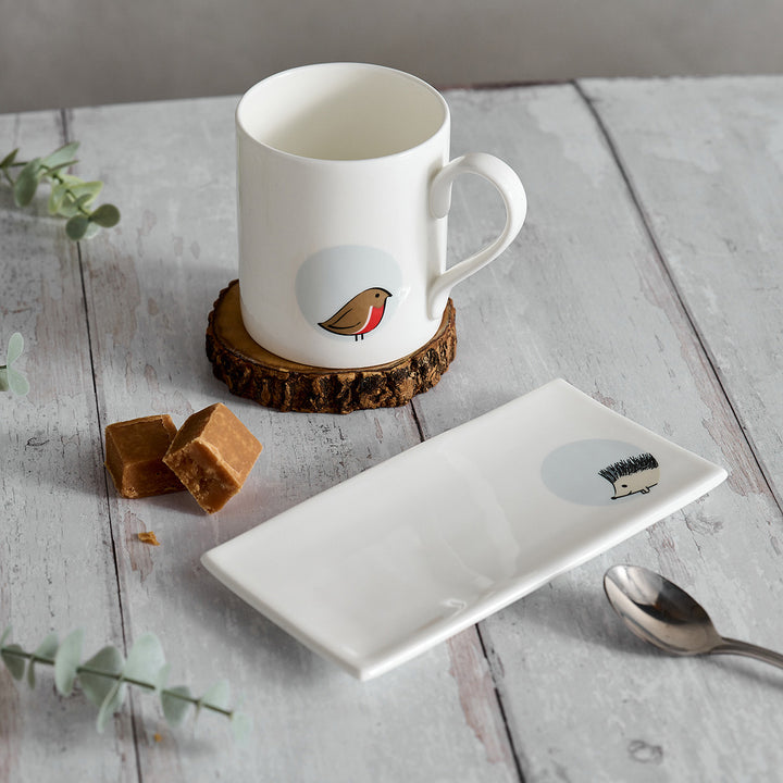 Robin Mug and Hedgehog Mini Tray Set