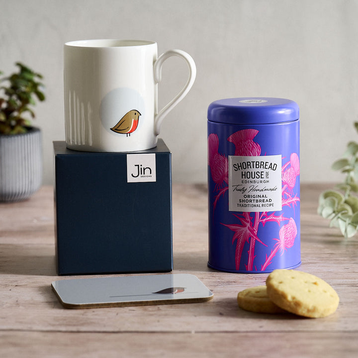 Robin Mug, Coaster and Shortbread Gift Set