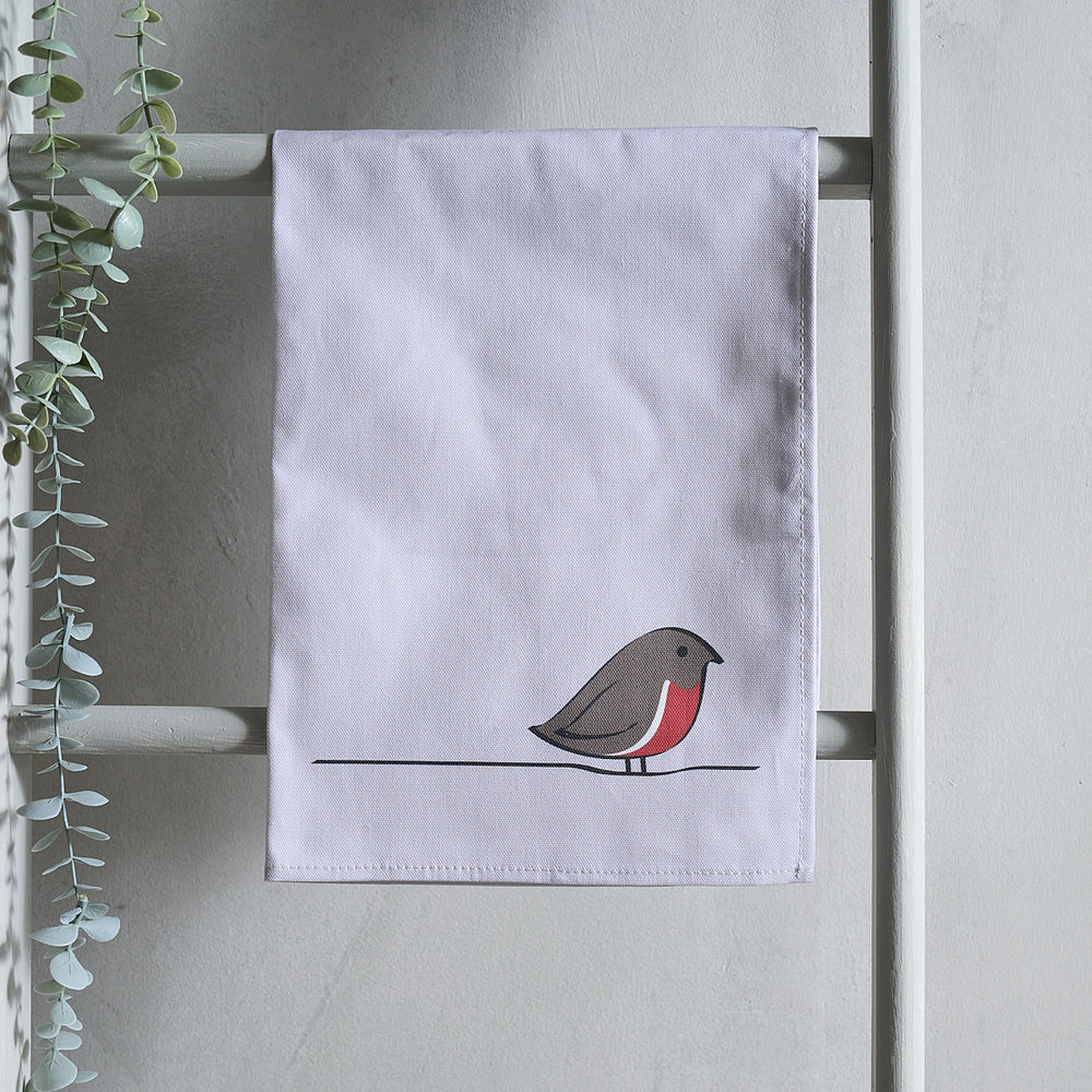 Robin Tea Towel hanging up