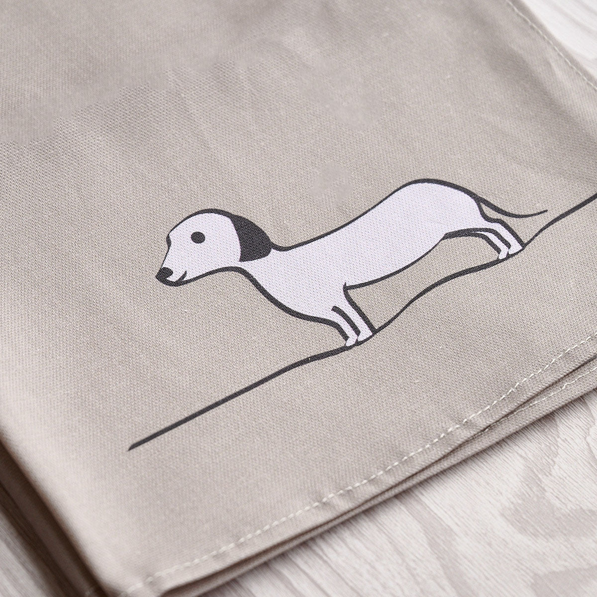 Sausage Dog Tea Towel closeup